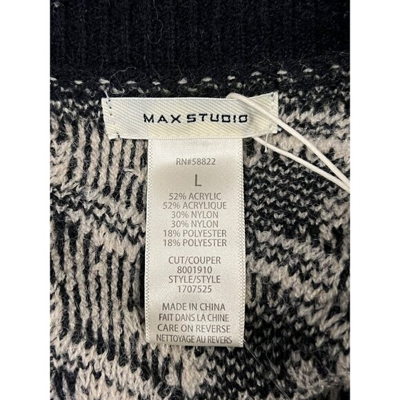 Max Studio Oversized Houndstooth Cardigan Sweater Size Large L Brown Black New - Picture 8 of 10